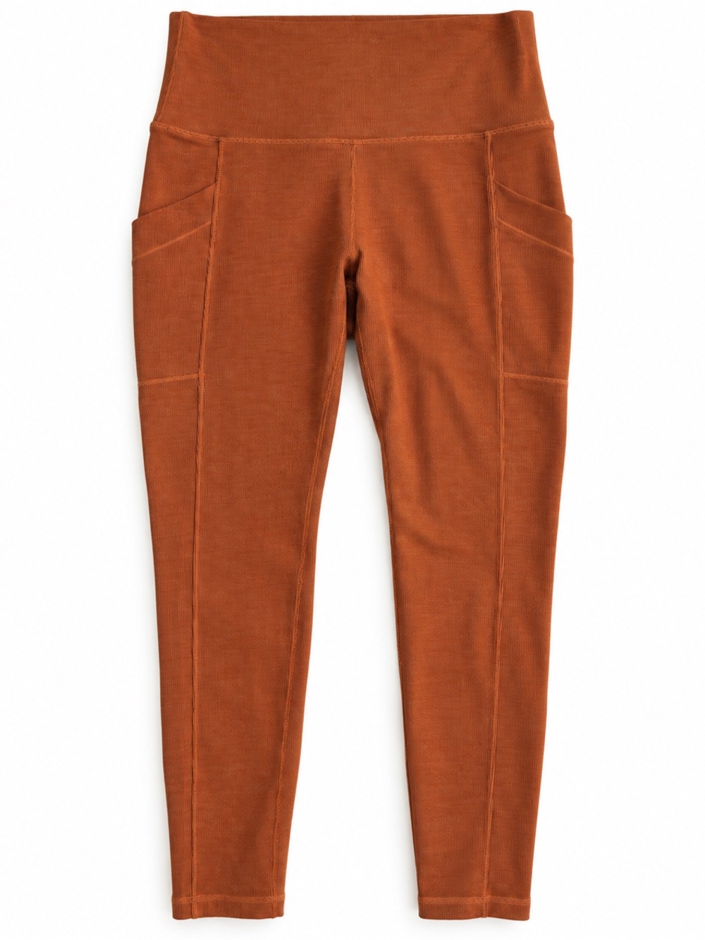 prAna Becksa 7/8 Ribbed Leggings Rust Brown High Rise M